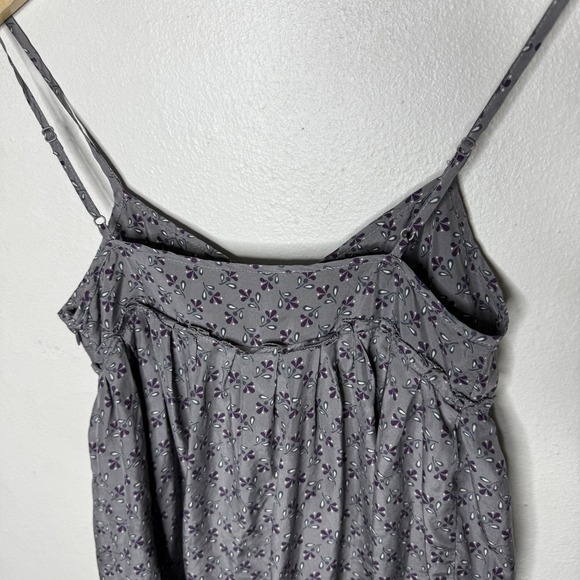 Y2K‎ Gap 100% Silk Babydoll Dress Gray Purple Floral Women's 6 Feminine Ruffle - Picture 7 of 11